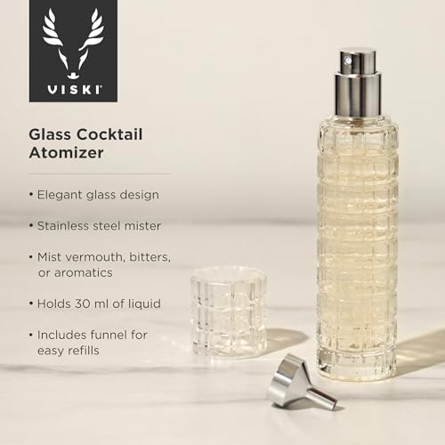 Viski Martini Atomizer Perfect for Vermouth or Bitters, Travel Spray Bottle, Travel Fragrance, DIY, Refillable Bar Sprayer, Stainless Steel, Bar Accessory, 30 ml.