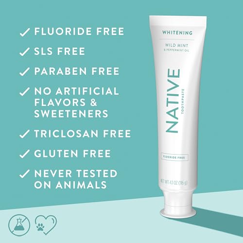 Native Fluoride Free Whitening Toothpaste 4.1oz Pack of 3 - Wild Mint & Peppermint Oil