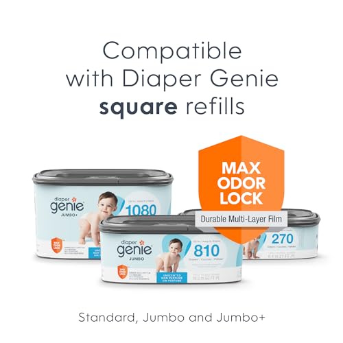 Lily White Diaper Genie Select Stainless Steel Diaper Pail Gift Set with 2 Jumbo Refills