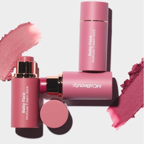 MCoBeauty - Baby Face Multiuse Cream Stick for Lips and Cheeks - Blush Stick in Pink Rose Shade - Contains Moisturising Jojoba Seed Oil, Coconut Oil and More - Peony Rose