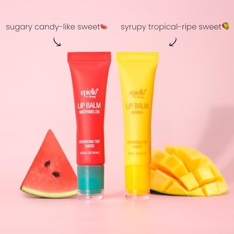 Epielle Lip Balm Duo Watermelon & Mango, Hydrating Tint Sheer, Shea butter & Fruit Extract, Kbeauty, Stocking Stuffers