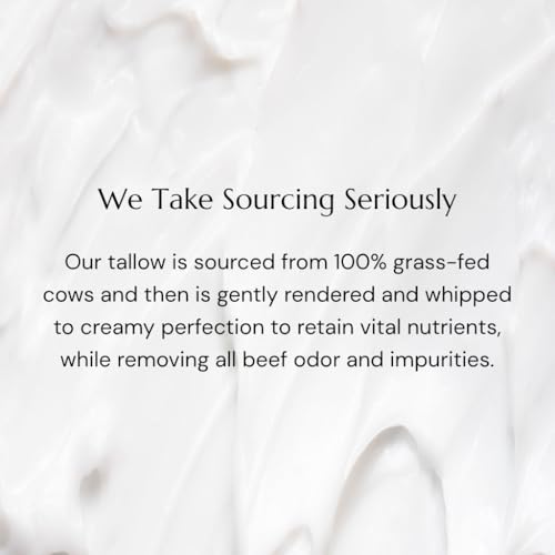 Pure Whipped Tallow Balm (Unscented) | 1 Ingredient | Handmade in USA | 100% Organic Grass-Fed Beef Tallow Face Moisturizer Lotion for Dry Skin, Baby, Eczema, Rosacea, Sensitive Skin, Fragrance-Free