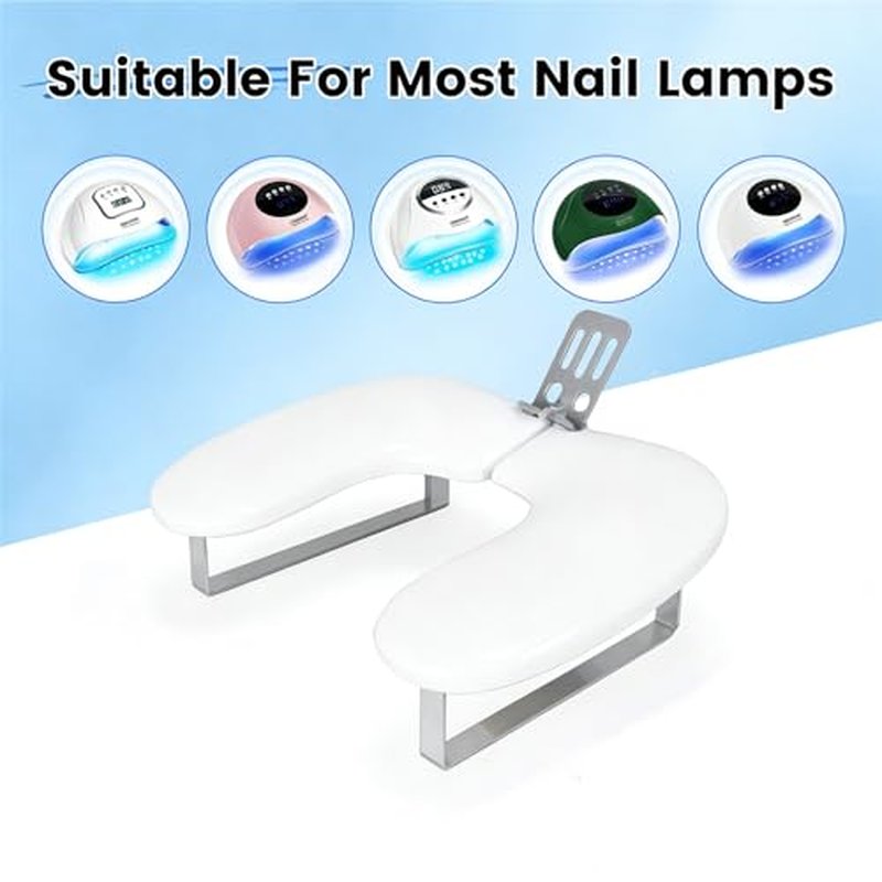 Arm Rest for Nails,U-shaped Manicure Nail Hand with phone holder Rest Pillow Cushion,Foldable PU Leather Nail Tech Arm Rest for Nails Tech,Foot Hand Rest (Beige)