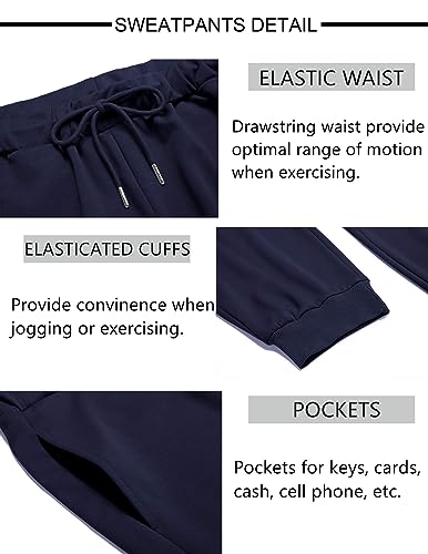 Men's 2 Piece Sweatsuit Tracksuit Navy Blue Large Casual Athletic Jogging Set