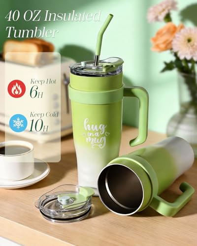 Self Care Gift Basket for Women - Green Blanket & 40oz Tumbler - Spa & Relaxation Gift Set