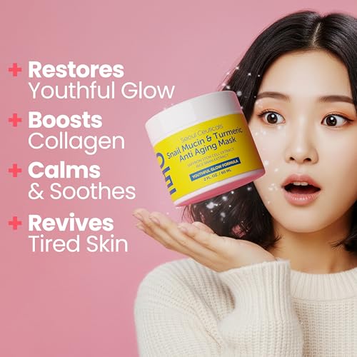 SeoulCeuticals Korean Face Mask Skin Care - Snail Mucin Turmeric Mask for Face ? Cruelty Free K Beauty Anti Aging Face Mask for Healthy, Youthful Glow 2oz