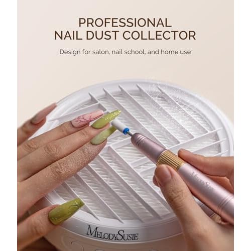 MelodySusie Nail Dust Collector Portable Vacuum Fan with UV Gloves for Gel Nail Lamp