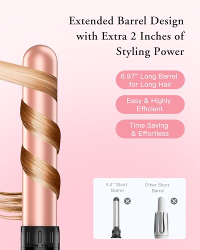 Rose Gold 6-in-1 Long Barrel Curling Wand Set with Interchangeable Ceramic Wands