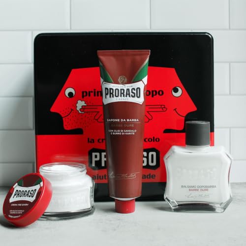Proraso Shaving Kit Vintage Tin | Pre-Shave, Shaving Cream & After Balm for Thick Beards