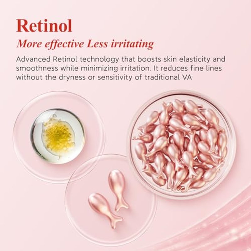 HKH Retinol Serum Capsules for Face: Anti-aging Wrinkle Skincare Serum with Vitamin A & E Collagen for Women - Moisturising Smoothing Fine Lines & Firming Skin - Travel Friendly (38 Capsules)
