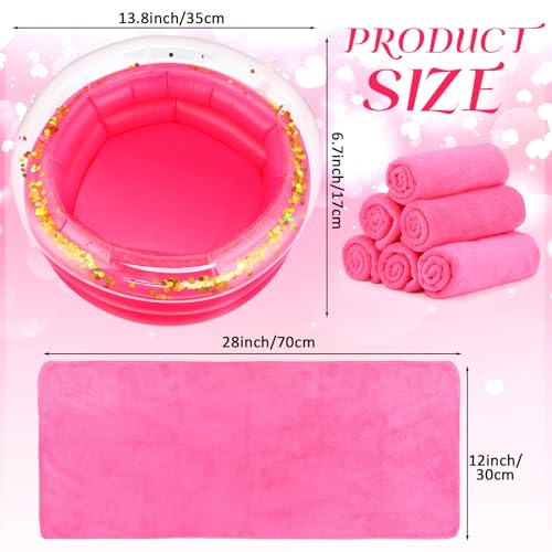 Inflatable Foot Spa Kit with Towels for Kids - Rose Red 12 Pieces