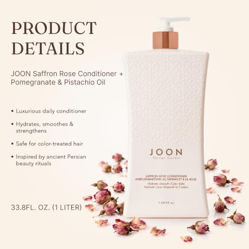 Joon Saffron Rose Conditioner 33.8 Fl Oz with Pomegranate & Pistachio Oil – Nourishing Hair Treatment for Color-Treated & Damaged Hair