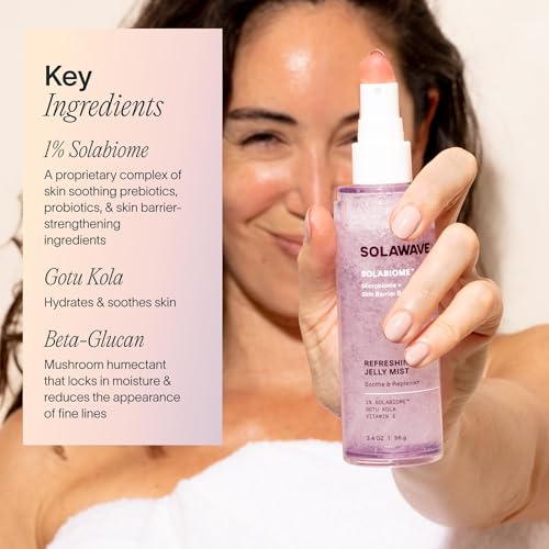 Solawave Refreshing Jelly Mist Toner 3.4oz with Gotu Kola & Pro Vitamin B5 - Portable Hydrating Skin Care