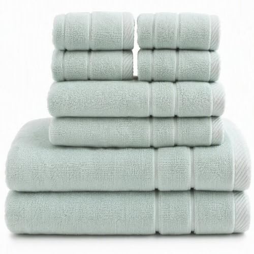 Aqua Cotton Bath Towels Set - 8-Piece Ultra Soft & Absorbent Towel Collection
