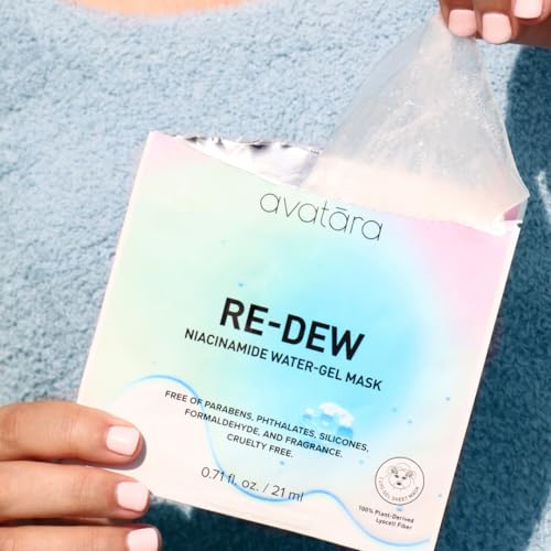 Avatara Dewy Daydream Water-Gel Sheet Mask 6-Pack - Hydrating Korean Face Masks with Hyaluronic Acid & Vitamin C