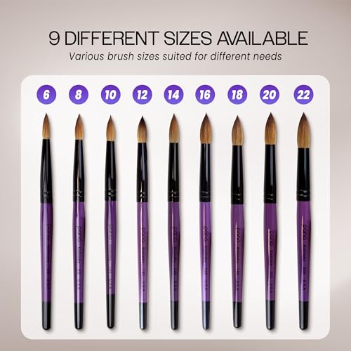 Nail Art Brush - Purple Wood Handle, Size 16, High-Quality Kolinsky Hair