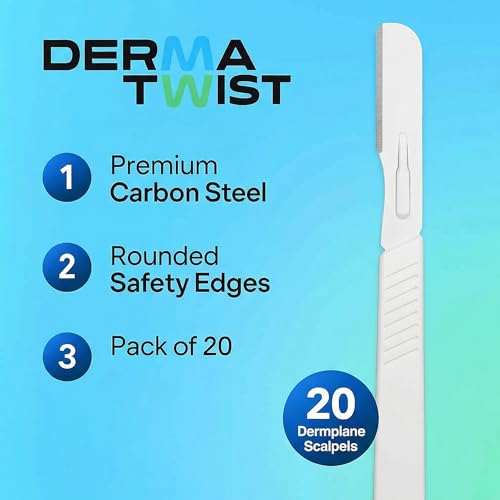 DermaTwist Dermaplane Razor for Women Face ? 20-Pack Sterile Disposable Dermaplane Scalpels Facial Razors for Women Face Dermaplaning Professional Face Shaver (14R)
