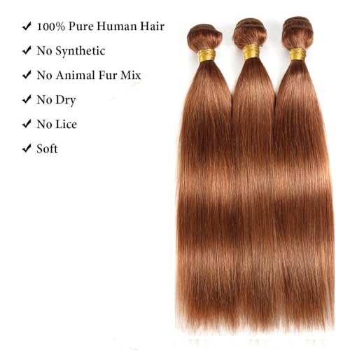 AiPliantfis #30 Light Brown Straight Human Hair Bundles - 3 Pack 12-34 Inch Variation of THIS listing