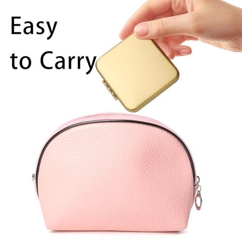 Gold Compact Mirror Bulk 12 Pack - Double-Sided 1X/2X Magnifying Pocket Travel Mirrors for Purse - Daricano
