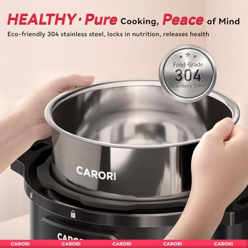 12-in-1 Electric Pressure Cooker 8 Qt - Stainless Steel, Black, with Recipe