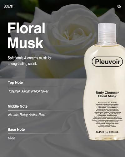 Creamy Musk Wildflower Garden Floral Musk Perfume Body Wash - Hydrating K-Beauty Cleanser for Sensitive Skin, Vegan, 8.45 fl oz