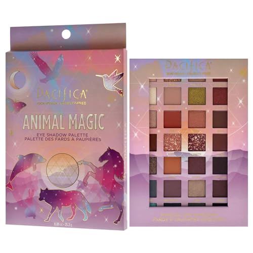 Pacifica Eyeshadow Palette ? Animal Magic with Colorful Blendable Shades, Highly Pigmented Mineral Eyeshadow, Talc-Free, Vegan & Cruelty-Free, 0.89 oz (28 Shades)