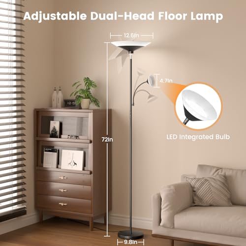 SIBRILLE Black 2-in-1 Dimmable Floor Lamp with Remote & Touch Control