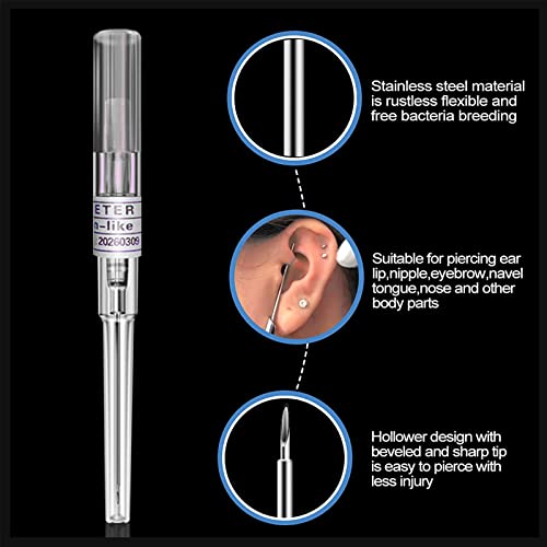Catheter Piercing Needles 16G 50pcs Stainless Steel Cannula for Body Piercing - Safe Disposable