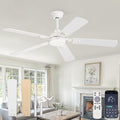 ZMISHIBO 52-Inch Modern Ceiling Fan with Lights & Remote Control - White, Indoor Use