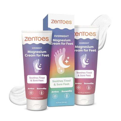 ZenToes Magnesium Cream with Arnica 4.2 oz Pack of 2 for Relaxation & Tired Feet