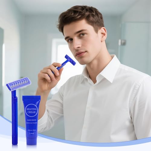 RSQAZQ 100 Pack Disposable Razors with 0.34oz Shaving Cream - Travel Friendly, Mild Formula for Sensitive Skin