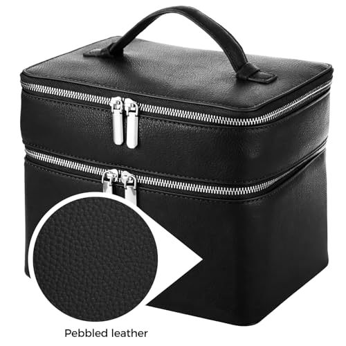 Makeup Vanity Bag for Women Large Capacity Waterproof Cosmetic Organizer with Removable Liner - StyleC Black