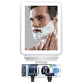 Fogless LED Shower Mirror with Lights, Storage Shelf & Squeegee - White