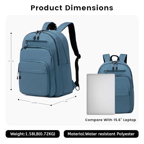 Lanola Basic Multi-Pocket Multipurpose Backpack Classical Water Resistant Bookbag For School Business Travel or Casual Daypack Backpacks For Men Or Women - Turquoise