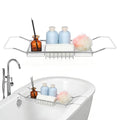 Cabilock Bathtub Tray - Stainless Steel Bathtub Caddy, Expandable Extra Wide Bath Tub Organizer, Rust-Resistant Over The Tub Shelf Rack with Non-Slip Grips for Phone Book Wine Glass, Silver