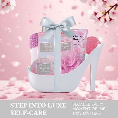 Spa Luxetique Cherry Blossom High Heel Gift Set for Women – Elegant Spa & Bath Gifts