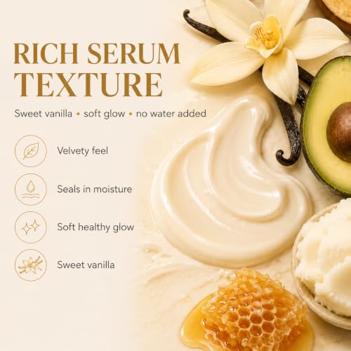 Bees Body Serum for Crepey Skin - Waterless Wet Skin Body Oil with Avocado, Castor, Coconut Oils & Shea Butter, 8 fl oz