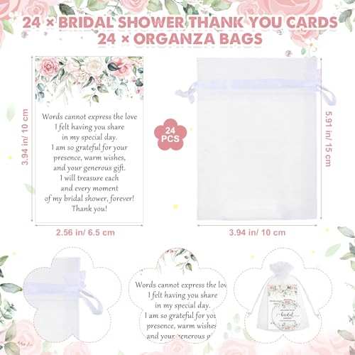Pink Bridal Shower Favors Makeup Mirrors & Thank You Cards Set - 24 Pieces