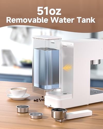 AMZCHEF Compact Espresso Machine 20 Bar, 50oz Water Tank, Latte & Cappuccino