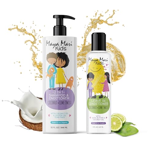 Kids Curly Hair Set with 2-in-1 Shampoo & Conditioner and Leave-In Coconut Scent