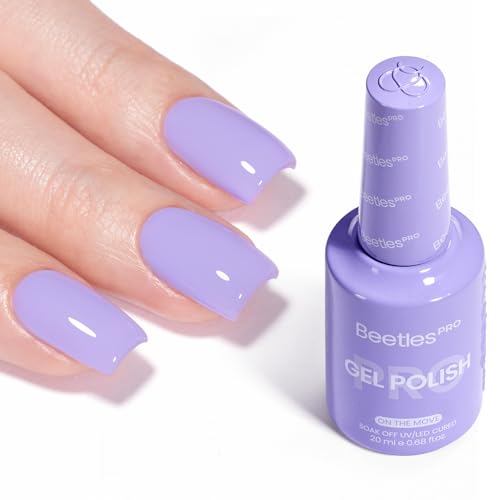 Beetles Pro Purple Gel Polish - On The Move 20ml Light Pastel Purple Gel Polish, Professional Nail Tech Formula, High Pigment Soak Off UV LED Long Lasting
