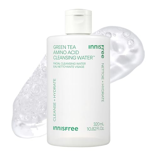 innisfree Green Tea Amino Acid Cleansing Water, Hydrating Micellar Makeup Remover, Korean Skincare, Dermatologist Tested