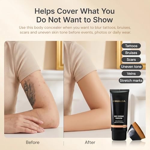 Waterproof Tattoo Cover Up Makeup with Brush - Golden Radiance, 3.4 fl oz