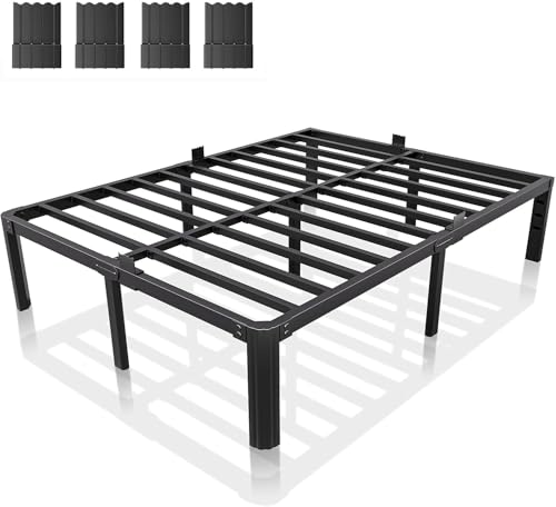Queen Metal Bed Frame 14 Inch Heavy Duty Platform Bed with Rounded Corners - Black