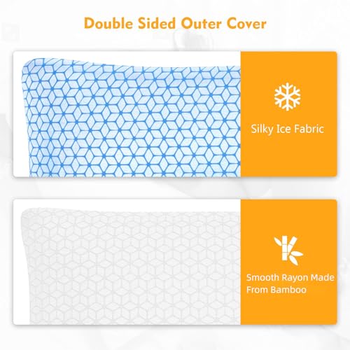 Queen Size Shredded Memory Foam Pillow Set of 4 - Adjustable Support & Cooling Cover