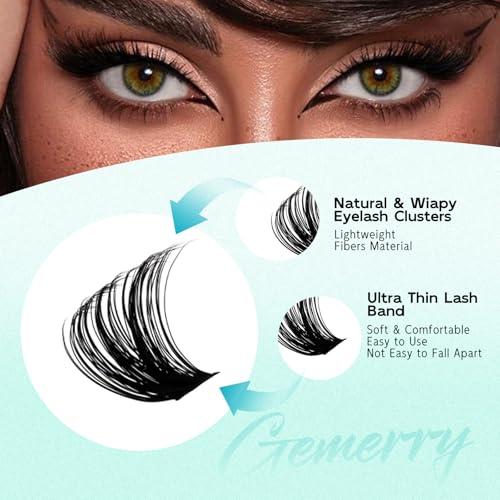 GEMERRY DIY Lash Clusters Kit 10-18mm 60D+80D+100D D Curl Eyelash Extension Set