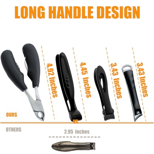 Heavy Duty Angled Nail Clippers Set for Thick Nails - 7 Pieces