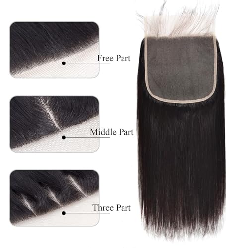 7x7 HD Transparent Lace Closure 12 Inch Brazilian Virgin Human Hair - Straight, Pre Plucked with Baby Hair