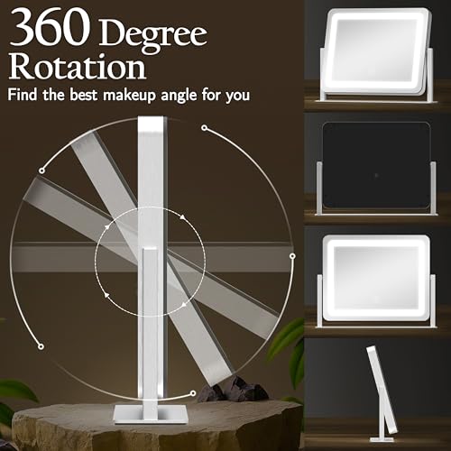 Lighted Makeup Vanity Mirror with 10X Magnification, Dimmable LED Lights, 15x12 Inch