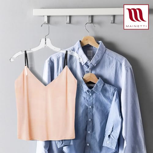 Mainetti 17in Clear Plastic Shirt Hangers with Swivel Hook - 100 Pack